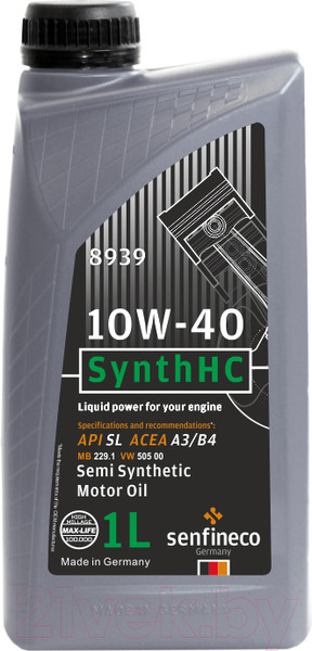 Изображение товара Моторное масло Senfineco SynthHC 10W40 SL A3/B4 / 8939 (1л)