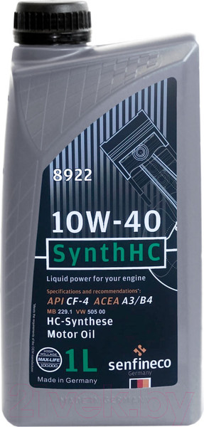 Изображение товара Моторное масло Senfineco SynthHC 10W40 CF-4 A3/B4 / 8922 (1л)