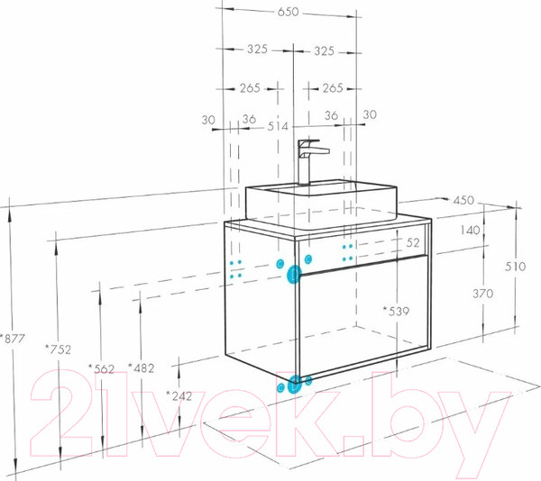 Изображение товара Тумба под умывальник Акватон Лофт Урбан 65 (1A254001LQX60)