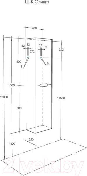 Изображение товара Шкаф-пенал для ванной Акватон Оливия (1A254603OLVG0)