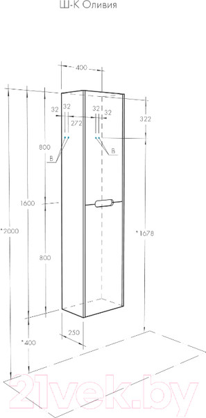 Изображение товара Шкаф-пенал для ванной Акватон Оливия (1A254603OLUG0)