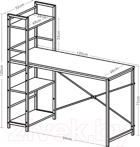 Изображение товара Стол-стеллаж Brabix Loft Cd-005 / 641222 (дуб антик)