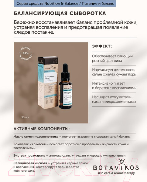 Изображение товара Сыворотка для лица Botavikos Nutrition & Balance Балансирующая д/жирной и проблемной кожи (30мл)