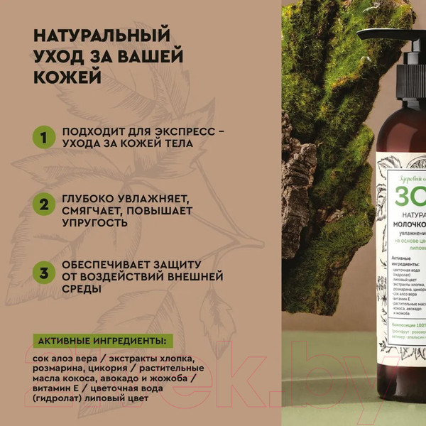 Изображение товара Молочко для тела Botavikos Увлажнение и питание ЗОЖ Натуральное (200мл)