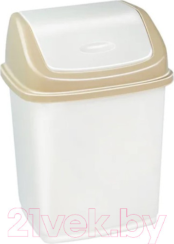 Изображение товара Мусорное ведро Эльфпласт Ромашка с перекидным верхом ЕР108 (5л, слоновая кость/бежевый)