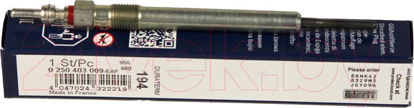 Изображение товара Свеча накаливания для авто Bosch 0250403009