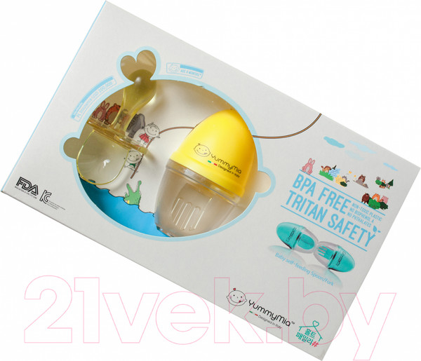 Изображение товара Набор столовых приборов для кормления YummyMia Мишка / B2 (желтый)