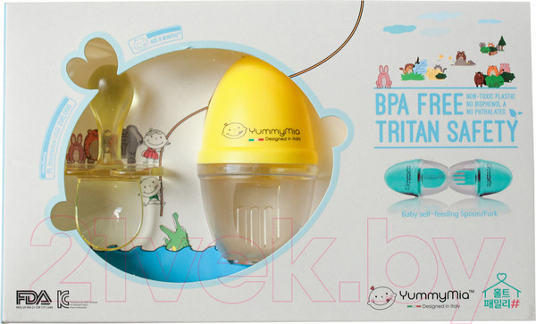 Изображение товара Набор столовых приборов для кормления YummyMia Мишка / B2 (желтый)