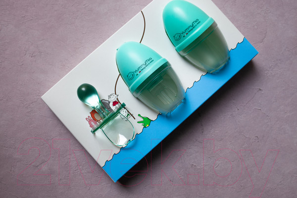 Изображение товара Набор столовых приборов для кормления YummyMia Мишка / B3 (зеленый)