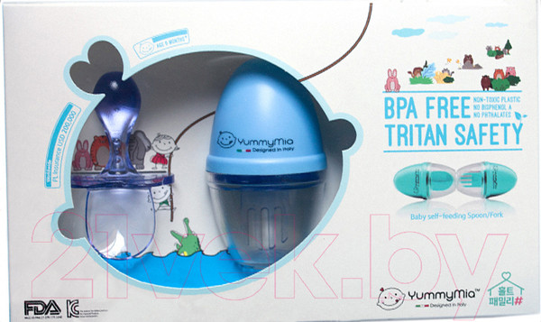 Изображение товара Набор столовых приборов для кормления YummyMia Мишка / B4 (синий)