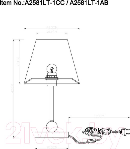 Изображение товара Прикроватная лампа Arte Lamp Elba A2581LT-1CC