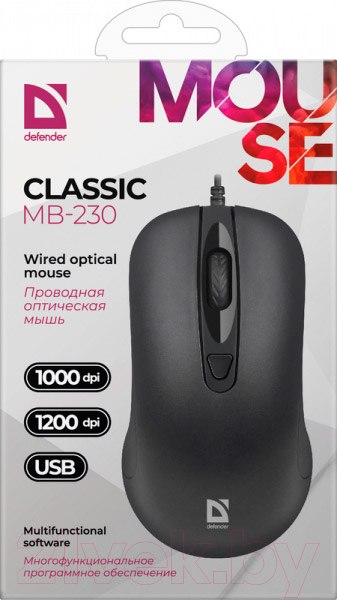 Изображение товара Мышь Defender Classic MB-230 / 52231 (черный)