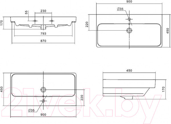 Изображение товара Тумба с умывальником Акватон Оливия 90 (1A2544K0OLVG0)