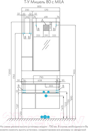 Изображение товара Тумба под умывальник Акватон Мишель 80 (1A256801MIX30)