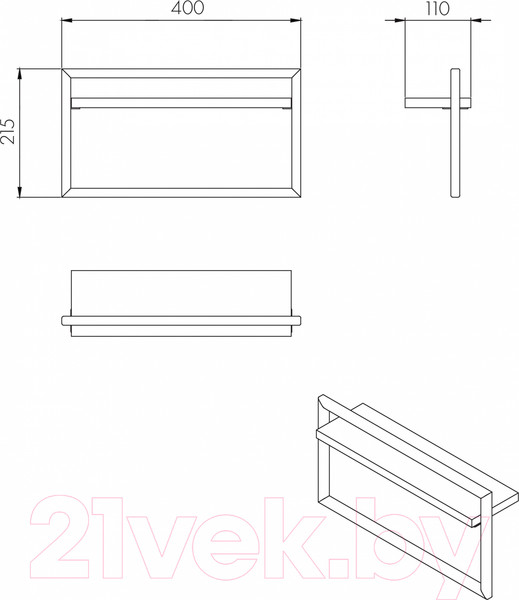 Изображение товара Держатель для полотенца Акватон Лофт Урбан Орегон (1A255403LQX50)