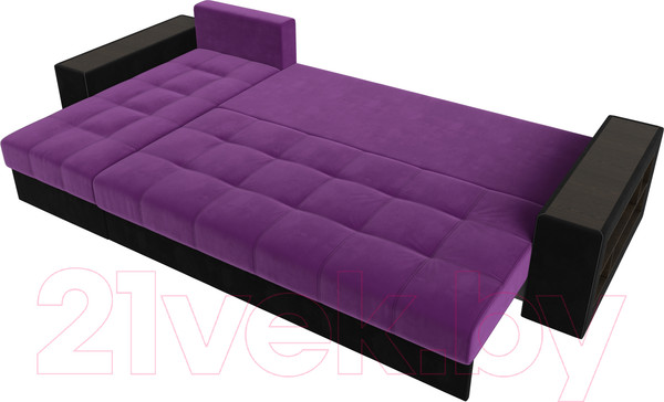 Изображение товара Диван угловой Лига Диванов Дубай 88 левый / 105799 (микровельвет, фиолетовый/черный)