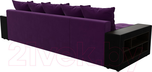 Изображение товара Диван угловой Лига Диванов Дубай 88 левый / 105799 (микровельвет, фиолетовый/черный)