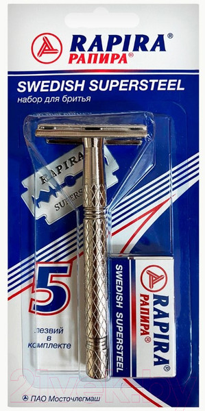 Изображение товара Бритвенный станок Rapira Суперсталь + лезвия (5шт)
