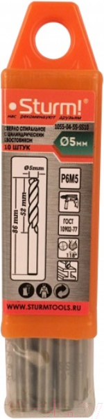 Изображение товара Набор сверл Sturm! 1055-04-5S-SS10