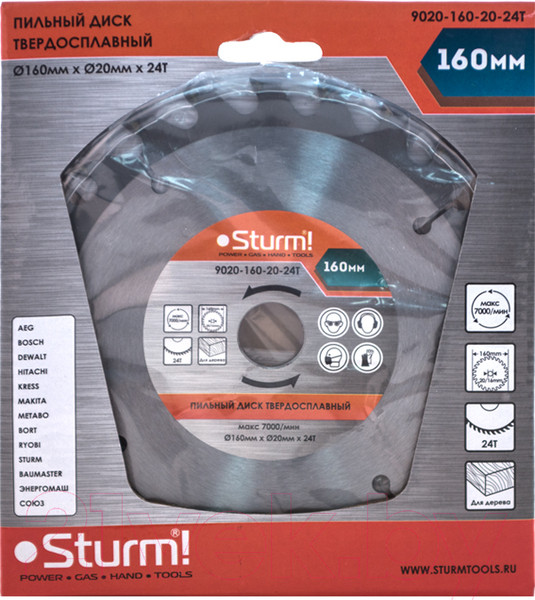 Изображение товара Пильный диск Sturm! 9020-160-20-24T