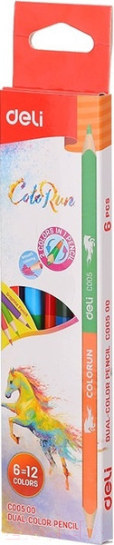 Изображение товара Набор цветных карандашей Deli Color Run двухсторонние / С00500 (12цв)
