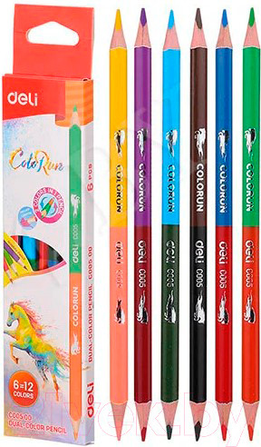Изображение товара Набор цветных карандашей Deli Color Run двухсторонние / С00500 (12цв)