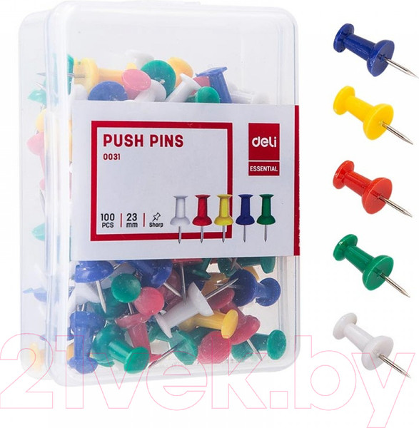 Изображение товара Кнопки канцелярские Deli Е0031 (100шт)