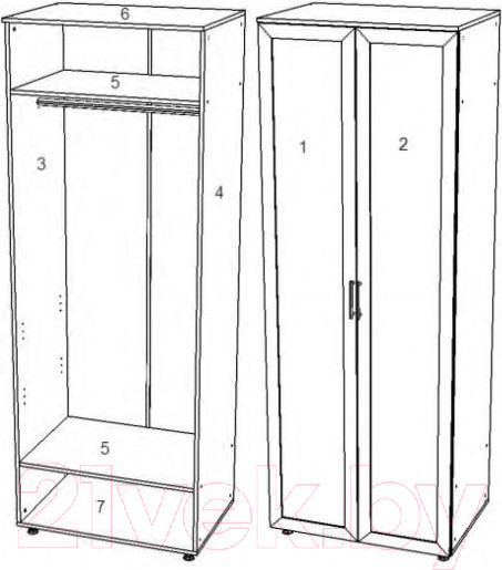 Изображение товара Шкаф Премиум Гармония двухстворчатый с зеркалами (шимо светлый)