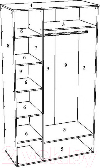 Изображение товара Шкаф Премиум Гармония трехстворчатый без зеркала (шимо светлый)
