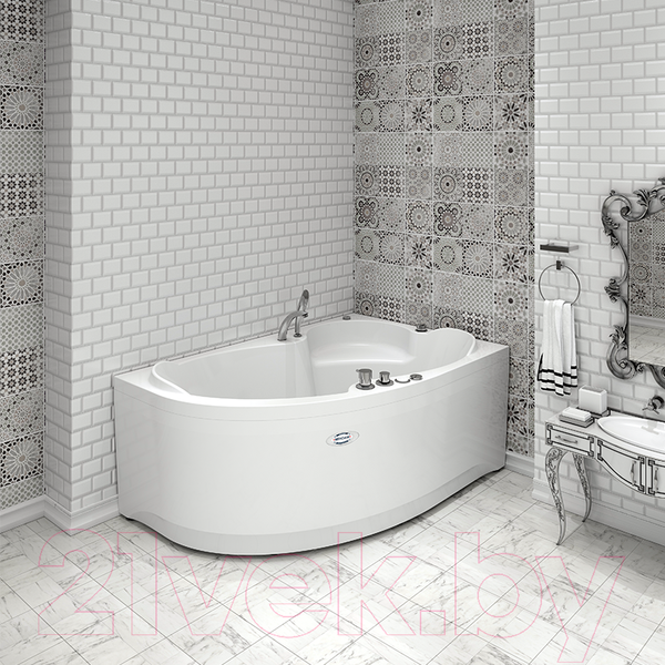 Изображение товара Ванна акриловая Vannesa Ирма 149x96 / 2-78-0-2-9-216 (с экраном и каркасом правым)