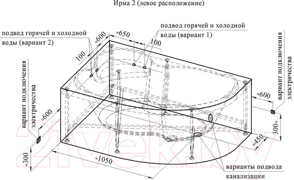 Изображение товара Ванна акриловая Vannesa Ирма 149x96 / 2-78-0-2-1-216 (с экраном и каркасом правым)