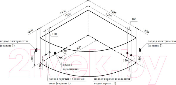 Изображение товара Ванна акриловая Vannesa Сандра 149x149 / 2-78-0-0-1-221 (с экраном и каркасом)