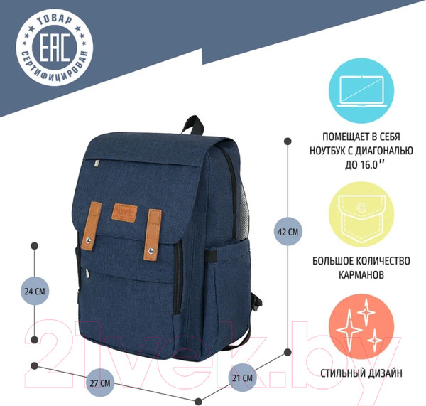 Изображение товара Рюкзак Nuovita CapCap Hipster (темно-синий)