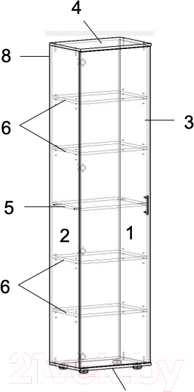 Изображение товара Шкаф-пенал Премиум Акцент модуль 11 (шимо светлый)