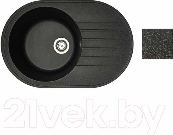 Изображение товара Мойка кухонная со смесителем БелЭворс Rondo L + смеситель W4998-3-22 + дозатор L405F (черный)