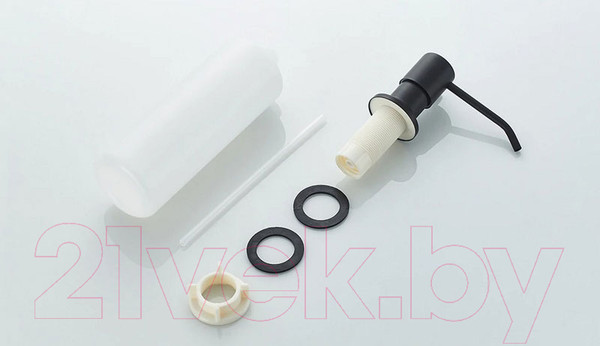 Изображение товара Мойка кухонная со смесителем БелЭворс Rondo L + смеситель W4998-3-22 + дозатор L405F (черный)