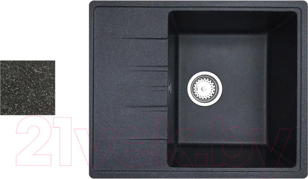 Изображение товара Мойка кухонная со смесителем БелЭворс Mila R + смеситель W4998-4-22 + дозатор L405F (черный)