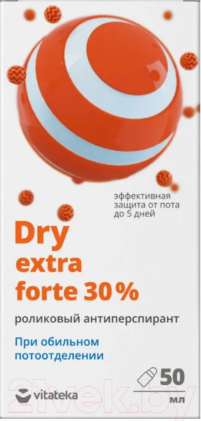 Изображение товара Антиперспирант шариковый VITATEKA Dry Extra Forte от обильного потоотделения 30% (50мл)