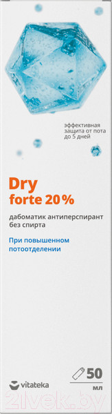 Изображение товара Антиперспирант-дабоматик VITATEKA Dry Forte без спирта при повышенной потливости 20% (50мл)