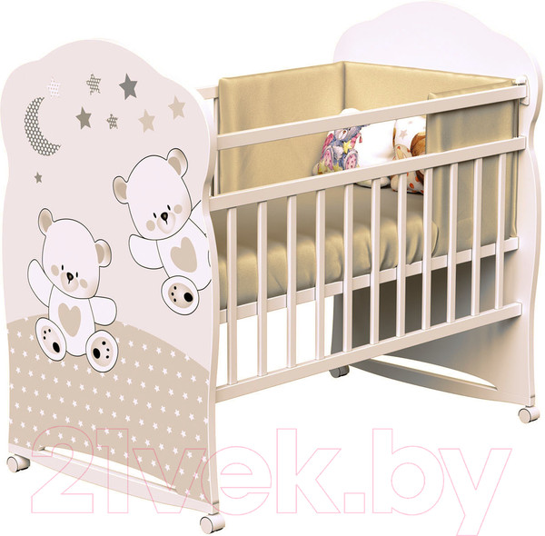 Изображение товара Детская кроватка VDK Funny Bears колесо-качалка (слоновая кость)