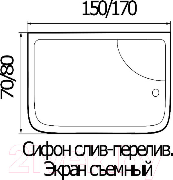 Изображение товара Ванна акриловая Wemor 170/80/55 S