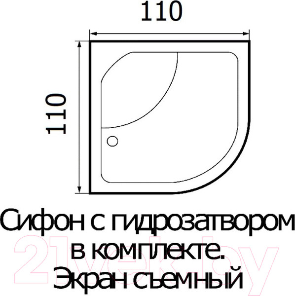 Изображение товара Душевой поддон Wemor 110/110/55 C (полукруг)