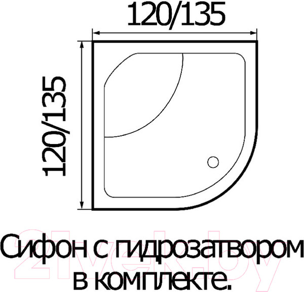 Изображение товара Душевой поддон Wemor 120/120/55 C (полукруг)