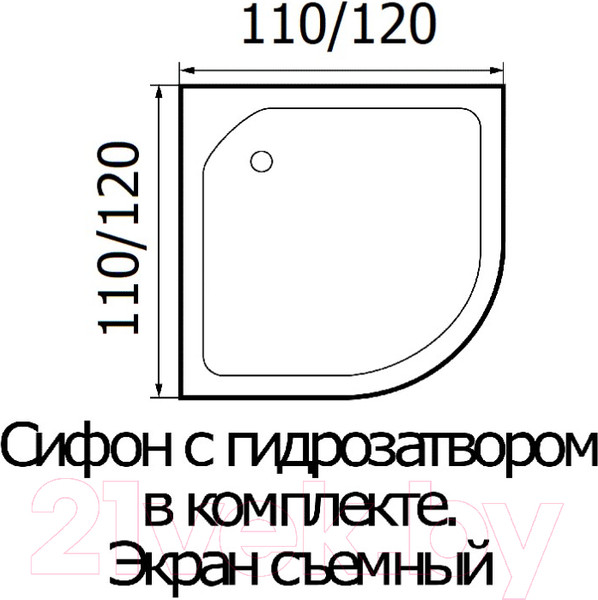 Изображение товара Душевой поддон Wemor 110/110/15 C (полукруг)