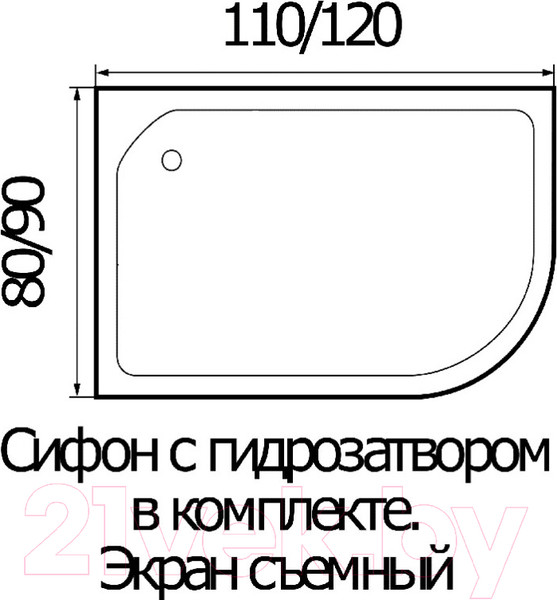 Изображение товара Душевой поддон Wemor 110/80/24 L (асимметрия)