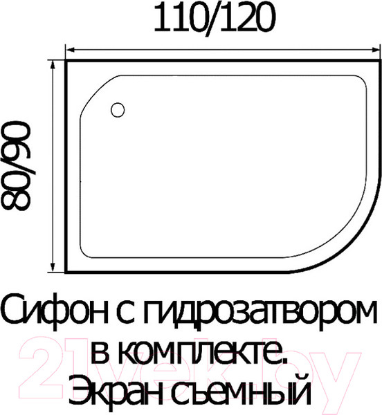 Изображение товара Душевой поддон Wemor 120/90/15 L (асимметрия)