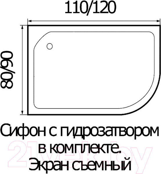 Изображение товара Душевой поддон Wemor 120/90/15 R (асимметрия)