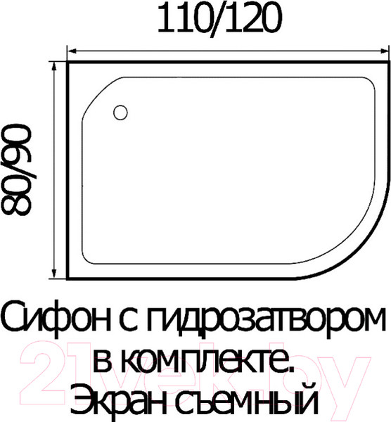 Изображение товара Душевой поддон Wemor 120/90/24 L (асимметрия)