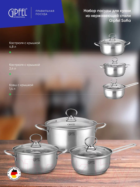 Изображение товара Набор кастрюль Gipfel Sofia 0618