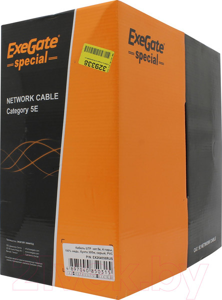 Изображение товара Кабель ExeGate Special UTP4-C5e-CU-S26-IN-PVC-GY-305 / EX264556RUS (305м, серый)